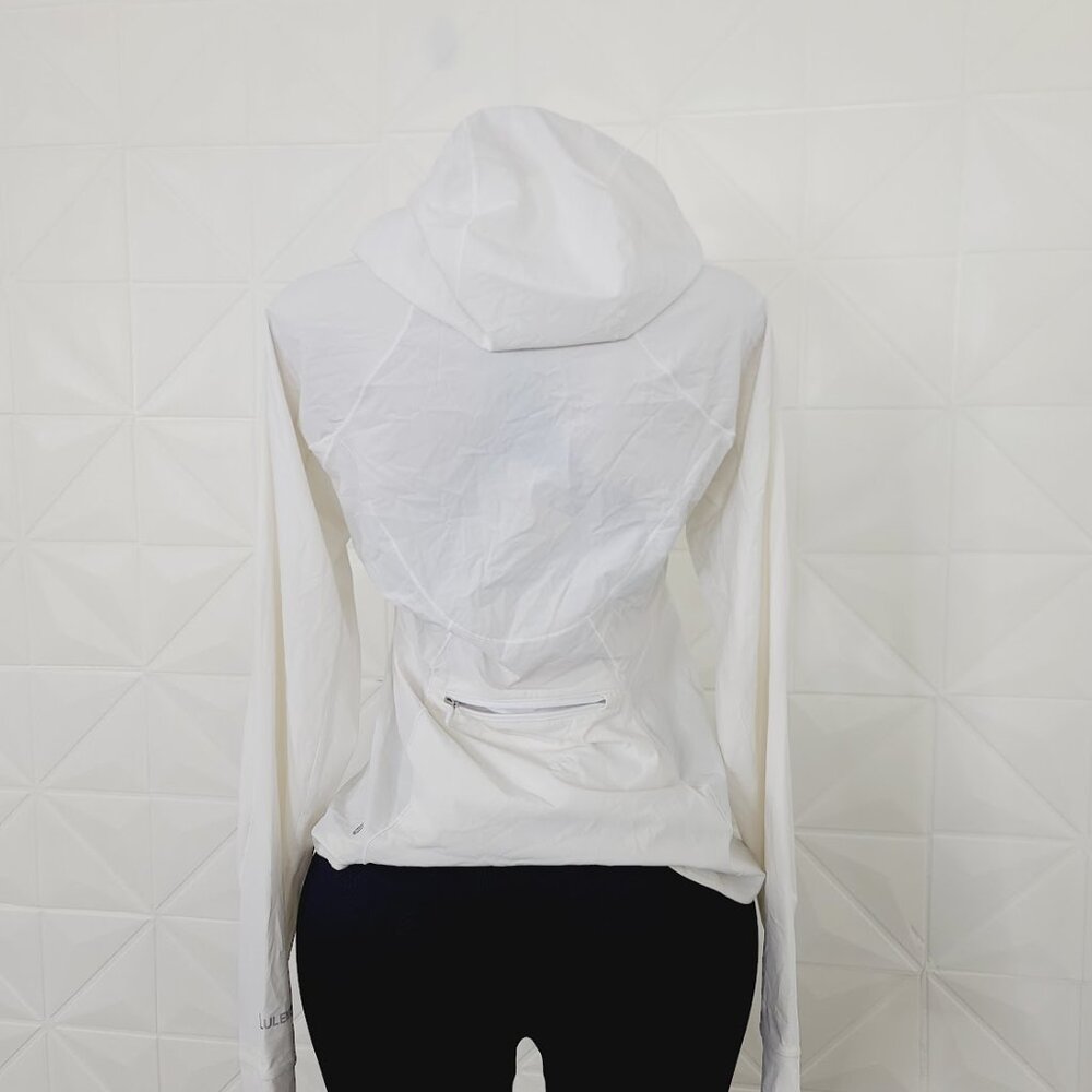 Lululemon Women's White Goal Smasher Slim Hooded Run Performance Jacket Sz 10 - Picture 3 of 10